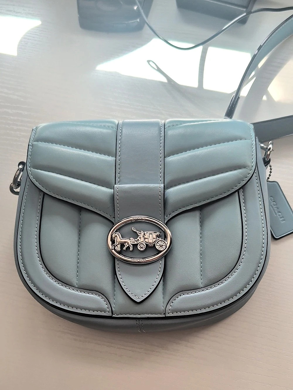 Coach Kat Camera Bag With Quilting Crossbody Blue